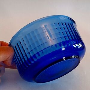 Vintage Mexican Colbalt Blue Checkered Block Textured Bowl 5"